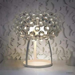 Lampa stołowa Caboche w stylu glamour z przezroczystym kloszem