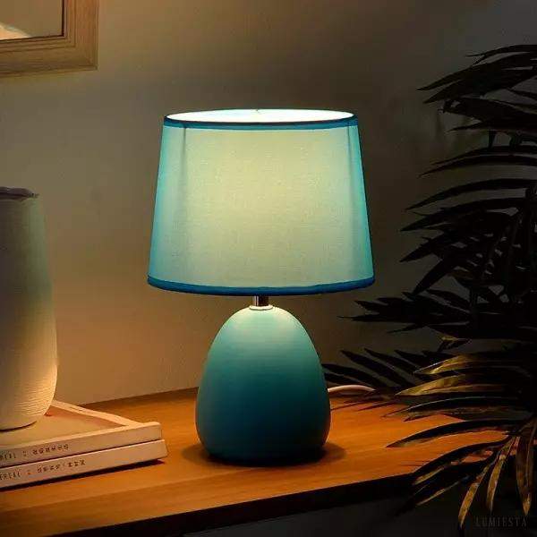 Kolorowa ceramiczna lampa stołowa, nowoczesny model z gładkim, barwnym kloszem