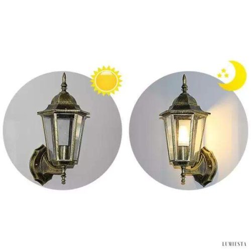 Lampy ścienne vintage z siedmiokątnym kloszem do ogrodu