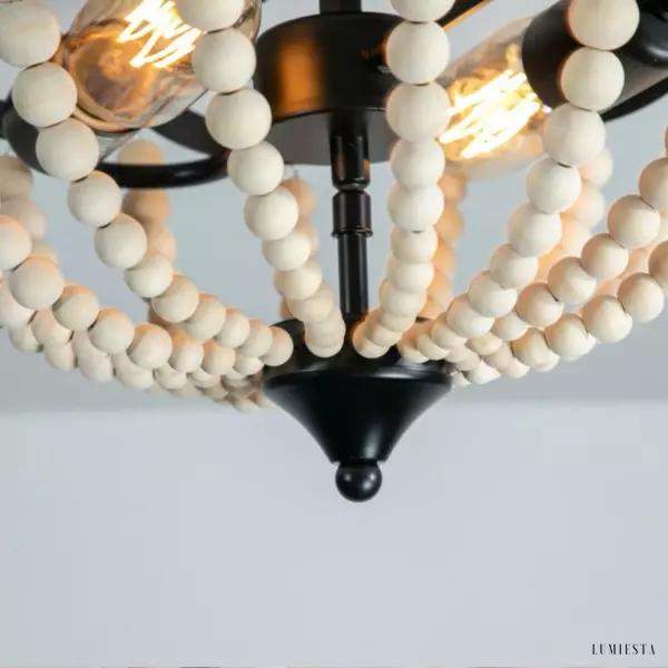 Lampy sufitowe w stylu rustykalnym z drewnianymi koralikami