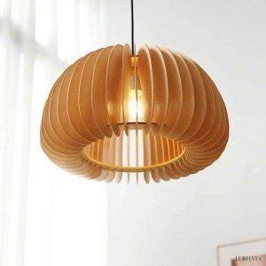 Wooden Pumpkin Pendant Lamp in Rustic Elegance Style