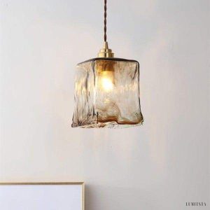 Brązowa Szklana Lampa Wisząca w Stylu Vintage Retro