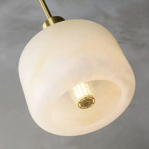 Ludlow - Alabastrowa lampa wisząca złoto-biała prosta