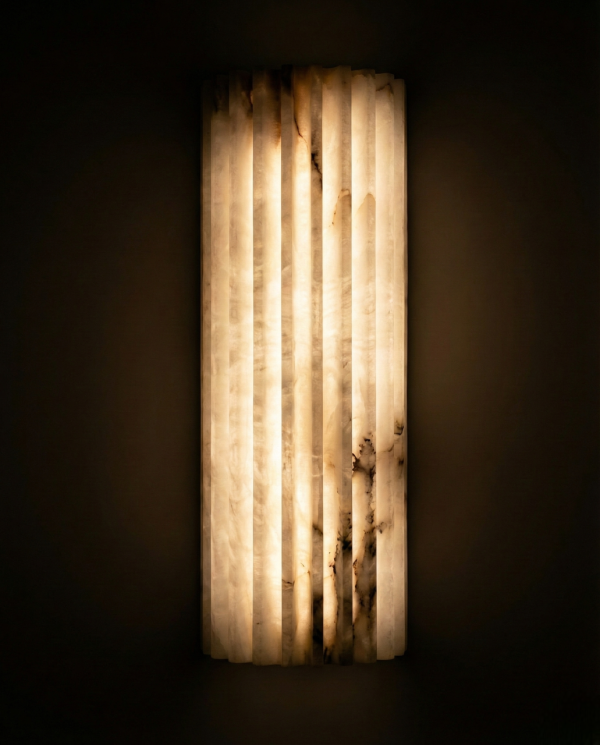 Alvia - Elegancki alabastrowy kinkiet - biała lampa ścienna, 30/45cm wysokość