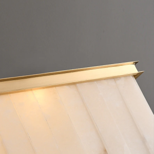 Kauai - Podłużna lampa wisząca z alabastru, złota - Żyrandol długość 80/100/120cm