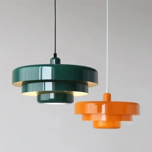 New York - metalowa lampa wisząca trójwarstwowa w kolorze granatowym, widok z boku