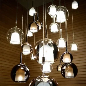Lampa wisząca szklana kula dymiona Vimen - widok główny eleganckiej formy