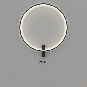Lampa ścienna okrągła LED 80cm z czarnym wykończeniem