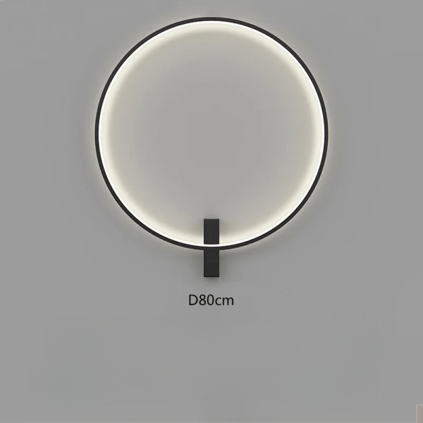 Lampa ścienna okrągła LED 80cm z czarnym wykończeniem