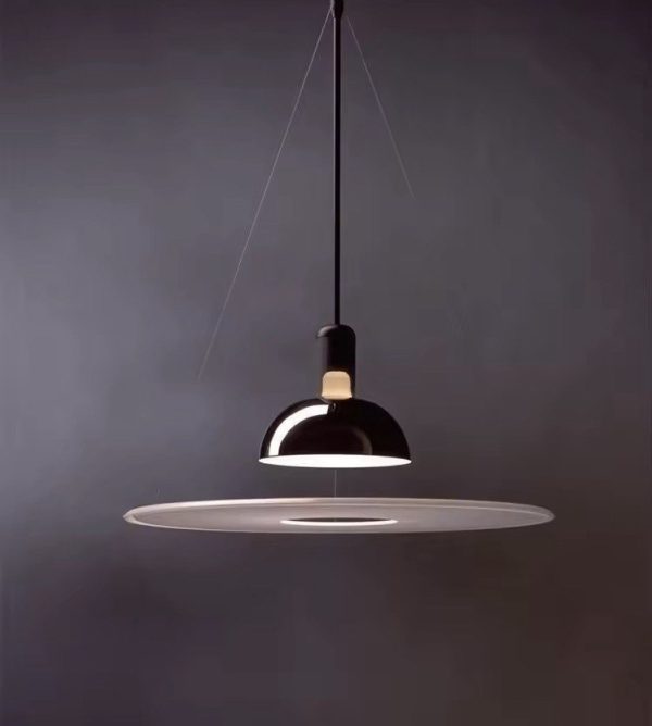 Frisbi stylish round pendant lamp 60 cm black nickel