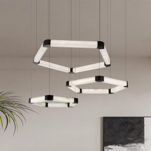 Alabastrowy okrągły żyrandol 90 cm elegancki LED