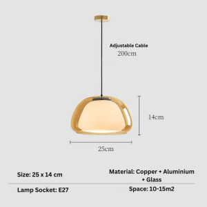 Bubble-shaped pendant lamp with a transparent shade