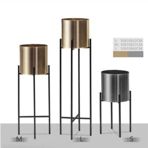 Elegant metal plant pot stand in a modern style