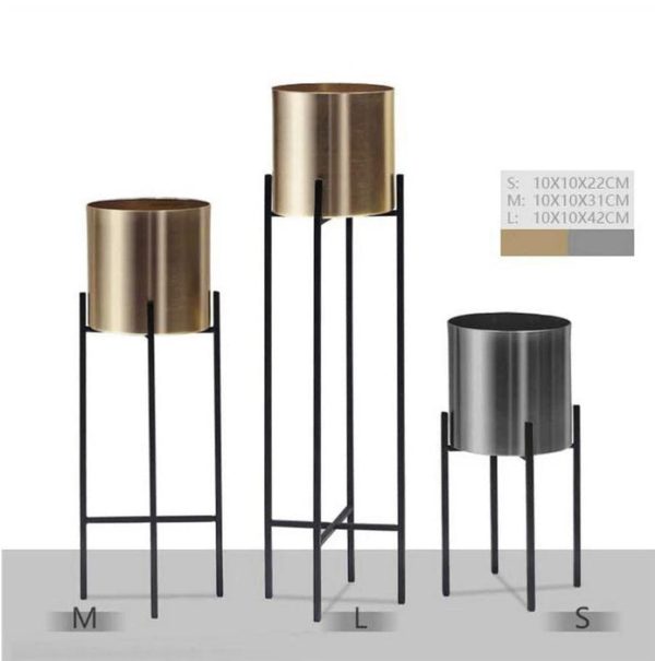 Elegant metal plant pot stand in a modern style