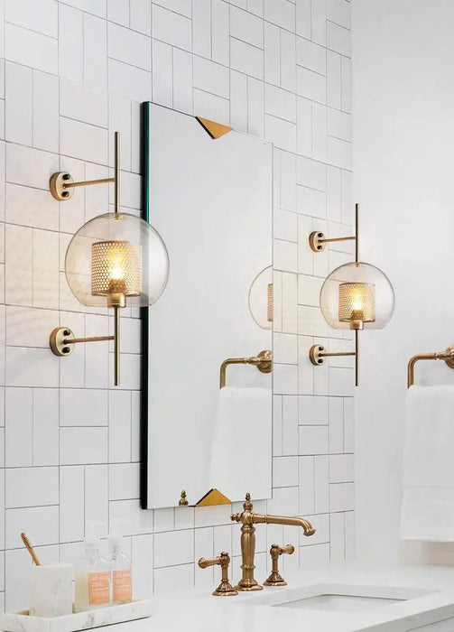 Scandinavian-style wall lamp with a glass shade