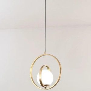 Gold pendant lamp in a modern round style