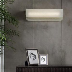 Jorge - Lampa ścienna Biała w stylu marmurowym z miedzią