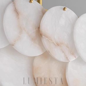 Konnicha - Elegancki żyrandol do jadalni z alabastru - Złoto-biały - Długość 100/120cm