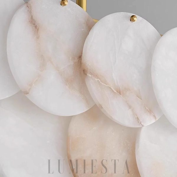 Konnicha - Elegancki żyrandol do jadalni z alabastru - Złoto-biały - Długość 100/120cm