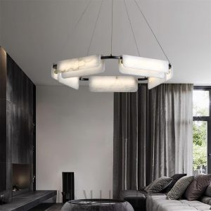 Lampa wisząca Delia alabastrowa 60/90cm czarno-biała