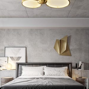 Hydra - Nowoczesna lampa sufitowa z alabastru, złoto-biała