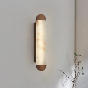 Luksusowy alabastrowy kinkiet cylindryczny 12x100 cm ciepła