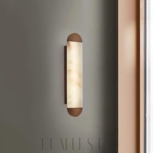 Luksusowy alabastrowy kinkiet cylindryczny 12x100 cm ciepła