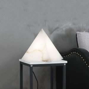 Chopes - Stołowa lampa piramida z alabastru 20 cm biała