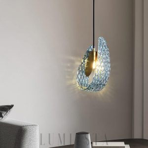 wm_10310473196894675906.jpg Islay - Lampa wisząca niebieskie szkło mosiężna 13cm x 23cm