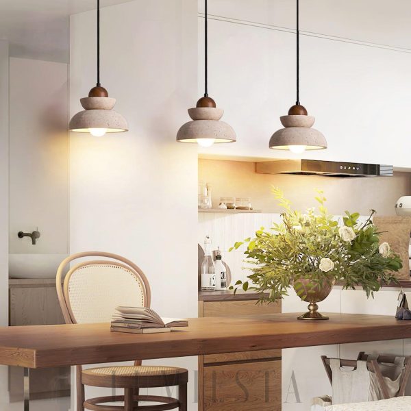 Travertynowa warstwowa lampa Średnica 18cm H14cm Beż Orzech