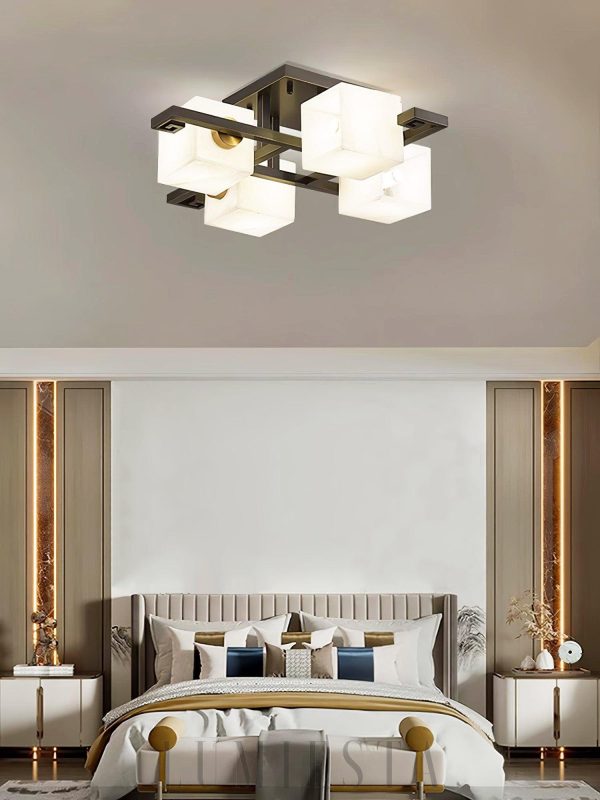 Vega - Lampa sufitowa Alabaster - kubistyczna czarno-biała