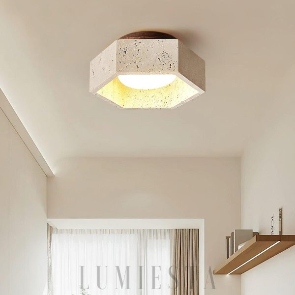 wm_10416738874015174492.jpg Plafon sufitowy sześciokątny z trawertynu 17cm beżowy