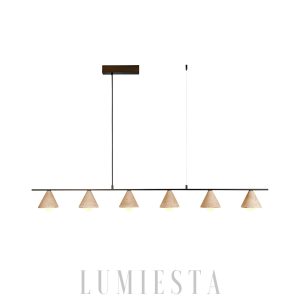 Lampa wisząca travertine 140cm beżowa stożkowa do jadalni