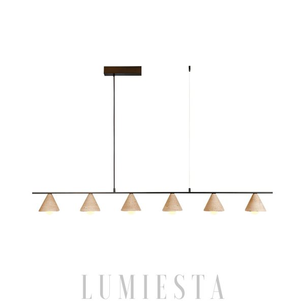 Lampa wisząca travertine 140cm beżowa stożkowa do jadalni