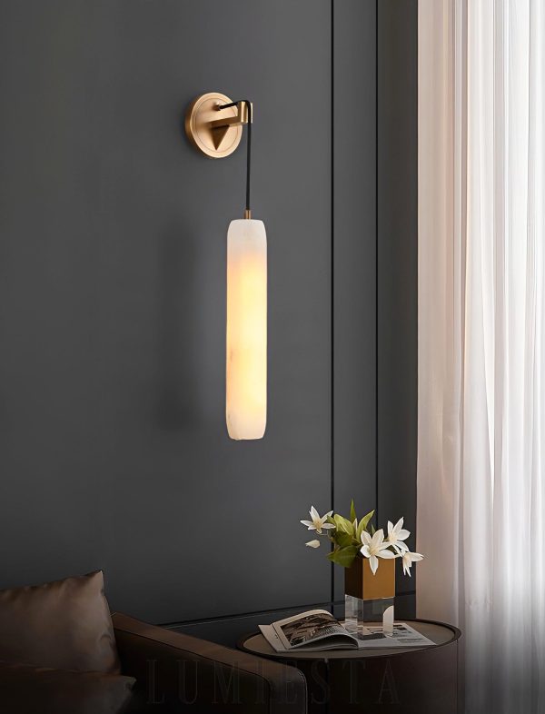 Flute - Lampa ścienna Alabaster złota z alabastru 38 cm