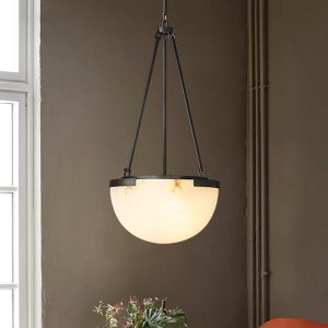 Istarna - lampa wisząca półokrągła z alabastru i metalu