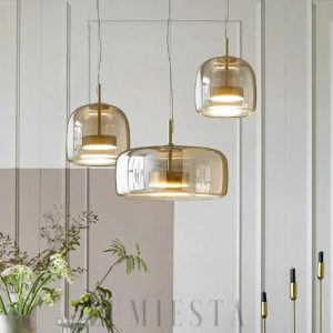 Szklana lampa wisząca industrialna 35 cm z czarnym zawieszeniem i szklanym kloszem