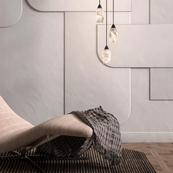 Temando - lampa wisząca alabastrowa 12 cm, całość z mosiężnym wykończeniem