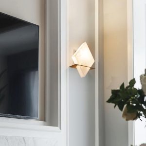 Rhombus - Alabastrowa lampa ścienna nowoczesna 20 cm