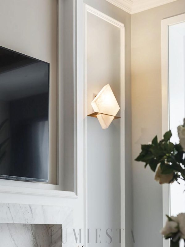 Rhombus - Alabastrowa lampa ścienna nowoczesna 20 cm