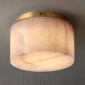 Rivage - okrągła lampa sufitowa z alabastru, detal gładkiej krawędzi