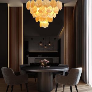 Elegancki Złoty Żyrandol Murano z Dyskami 70cm