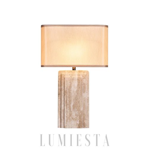 Prostokątna lampa stołowa trawertynowa 40x62cm beżowa