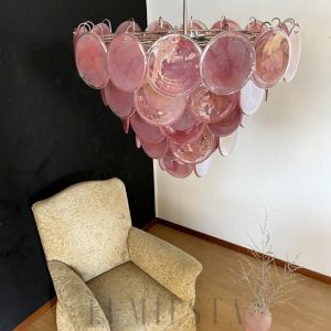 Różowy Lampa Wisząca Dysk Murano 70cm Stylowy Akcent