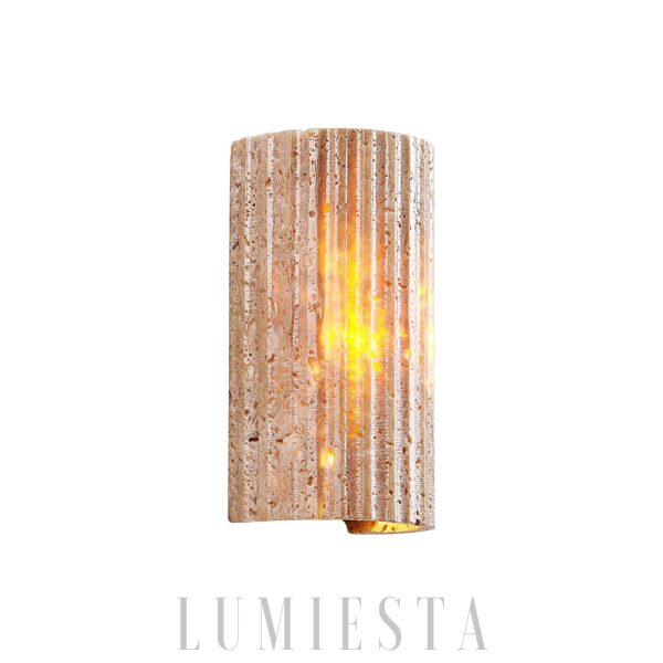 Petra - Beżowa lampa ścienna, półwalec z trawertynu