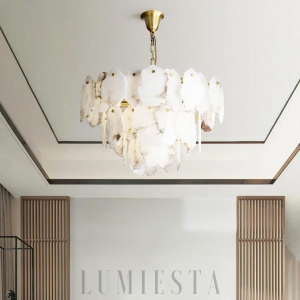 Cadogan - Luksusowy alabastrowy żyrandol, mosiądz 80 cm