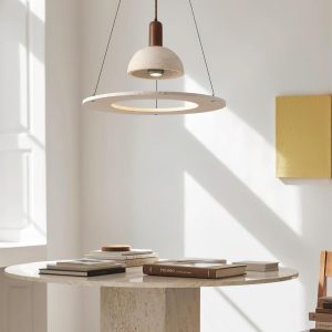 Trip - Lampa Wisząca Trawertyn Ø50cm – Designerska Lampa z Kamienia