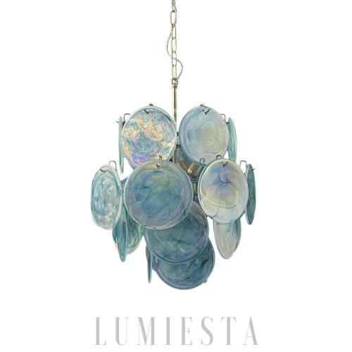 Lampa sufitowa Vintage Murano z niebieskiego szkła 45cm