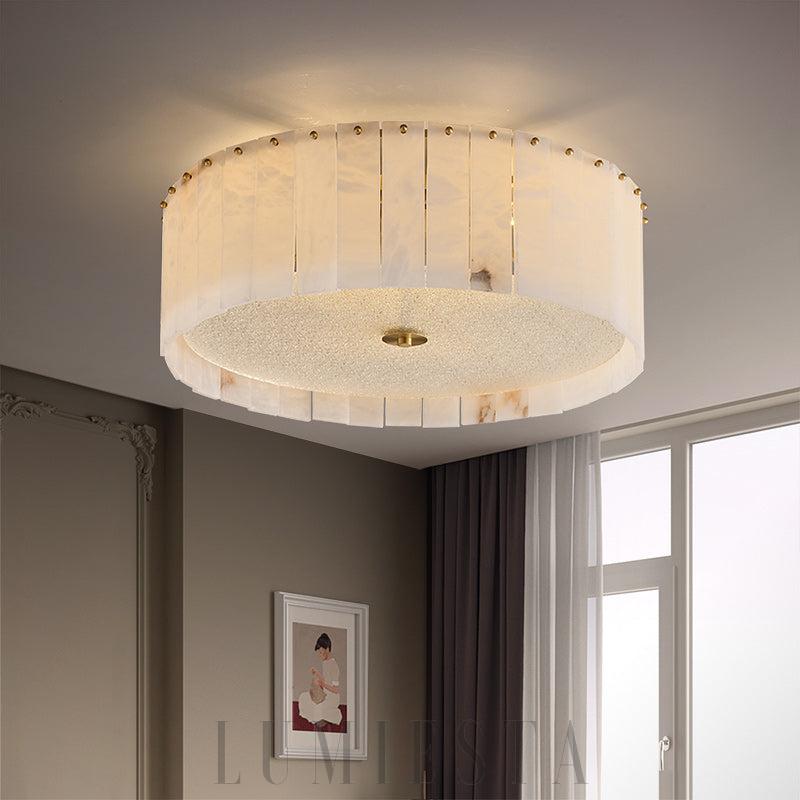 Plafon marmurowy mosiężny Caldera - mosiężny plafon z marmurowym kloszem Ø45/60 cm