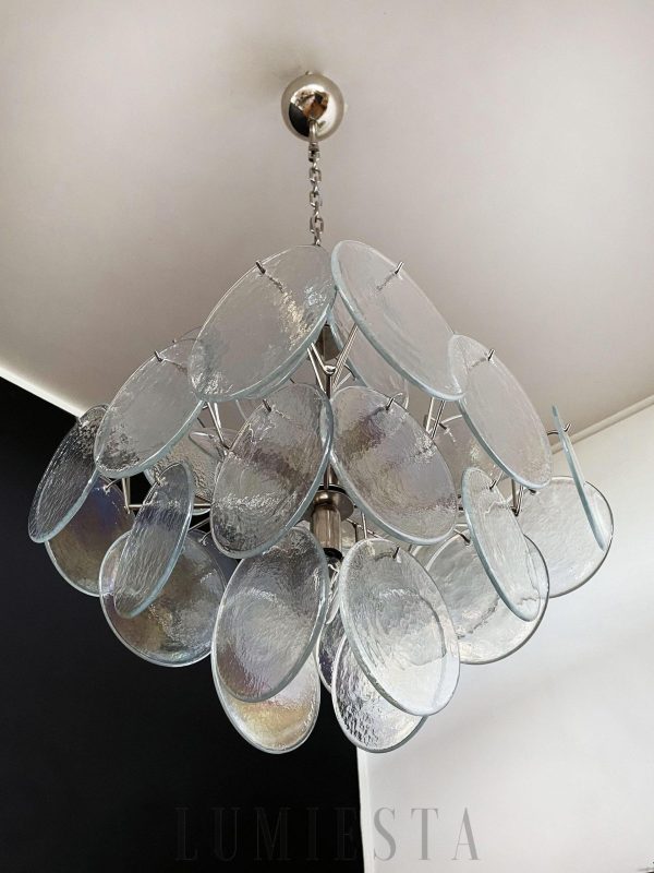 Lampa wisząca Vintage Murano 49 cm, boczny widok metalowej konstrukcji i szkła
